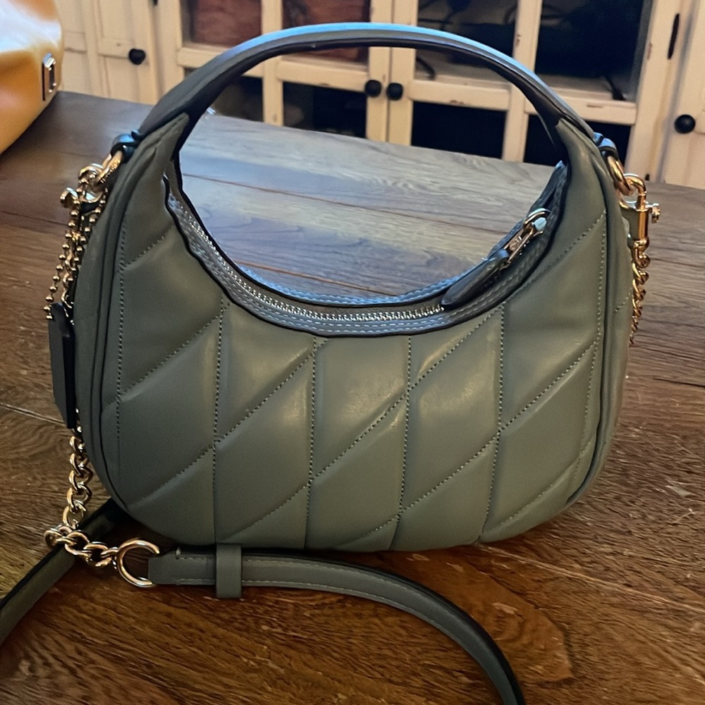 Coach Carmen Mini Crossbody Bag leather with Gold accents Sage Green CY710 - Picture 6 of 11